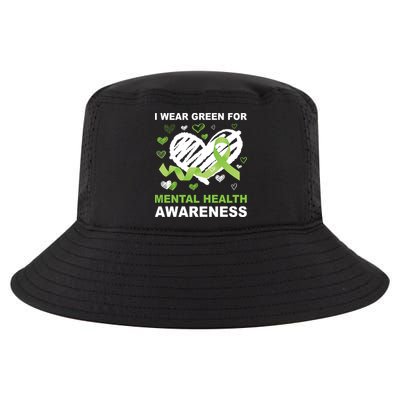 I Wear Green For Mental Health Awareness Ribbon Heart Cool Comfort Performance Bucket Hat
