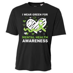 I Wear Green For Mental Health Awareness Ribbon Heart Cooling Performance Crew T-Shirt