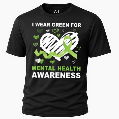 I Wear Green For Mental Health Awareness Ribbon Heart Performance Shirt