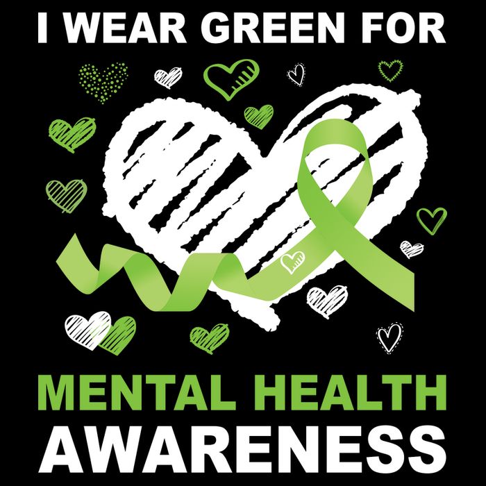 I Wear Green For Mental Health Awareness Ribbon Heart 16 in Basic Backpack