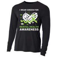 I Wear Green For Mental Health Awareness Ribbon Heart Cooling Performance Long Sleeve Crew