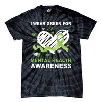 I Wear Green For Mental Health Awareness Ribbon Heart Tie-Dye T-Shirt