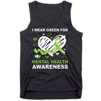 I Wear Green For Mental Health Awareness Ribbon Heart Tank Top