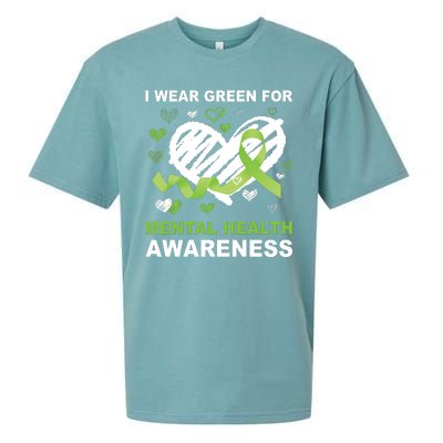 I Wear Green For Mental Health Awareness Ribbon Heart Sueded Cloud Jersey T-Shirt