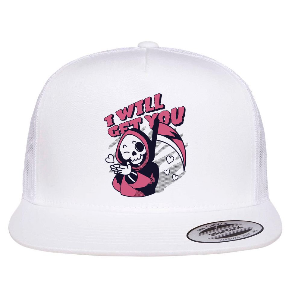 I Will Get You Grim Reaper Cute Gift Flat Bill Trucker Hat