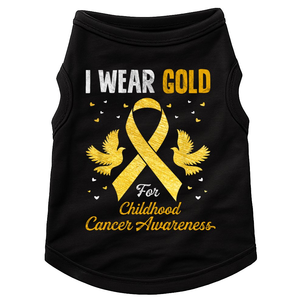 I Wear Gold Hood Cancer Awareness Golden Ribbon Gift Doggie Tank