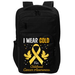 I Wear Gold Hood Cancer Awareness Golden Ribbon Gift Impact Tech Backpack