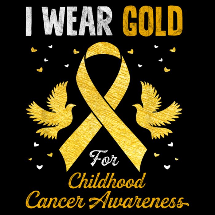 I Wear Gold Hood Cancer Awareness Golden Ribbon Gift Drawstring Bag