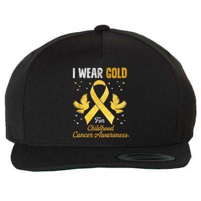 I Wear Gold Hood Cancer Awareness Golden Ribbon Gift Wool Snapback Cap
