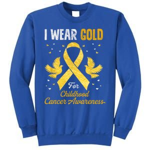 I Wear Gold Hood Cancer Awareness Golden Ribbon Gift Sweatshirt