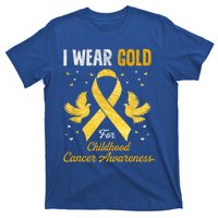 I Wear Gold Hood Cancer Awareness Golden Ribbon Gift T-Shirt