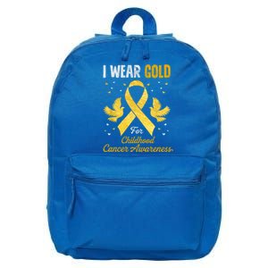 I Wear Gold Hood Cancer Awareness Golden Ribbon Gift 16 in Basic Backpack