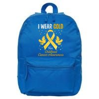 I Wear Gold Hood Cancer Awareness Golden Ribbon Gift 16 in Basic Backpack