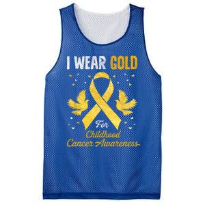 I Wear Gold Hood Cancer Awareness Golden Ribbon Gift Mesh Reversible Basketball Jersey Tank