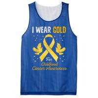 I Wear Gold Hood Cancer Awareness Golden Ribbon Gift Mesh Reversible Basketball Jersey Tank