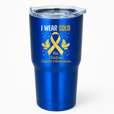 I Wear Gold Hood Cancer Awareness Golden Ribbon Gift Tumbler
