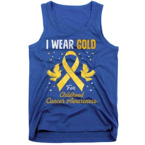 I Wear Gold Hood Cancer Awareness Golden Ribbon Gift Tank Top