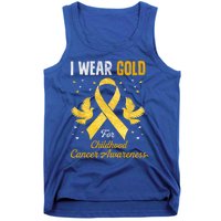 I Wear Gold Hood Cancer Awareness Golden Ribbon Gift Tank Top