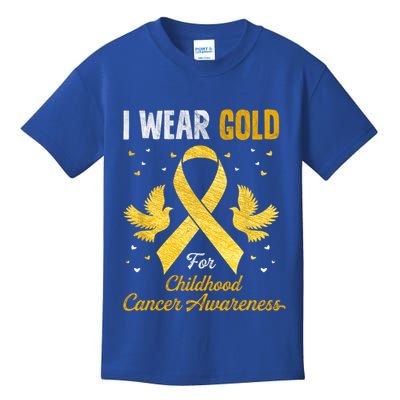 I Wear Gold Hood Cancer Awareness Golden Ribbon Gift Kids T-Shirt
