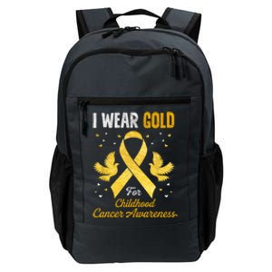 I Wear Gold Hood Cancer Awareness Golden Ribbon Gift Daily Commute Backpack