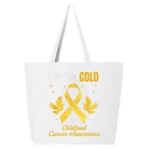 I Wear Gold Hood Cancer Awareness Golden Ribbon Gift 25L Jumbo Tote