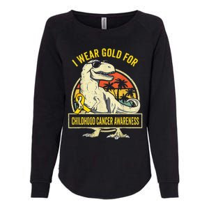 I Wear Gold For Childhood Cancer Awareness Dinosaur Womens California Wash Sweatshirt