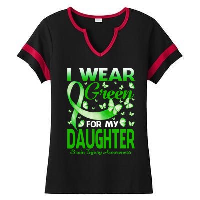 I Wear Green For My Daughter Brain Injury Awareness Gift Ladies Halftime Notch Neck Tee