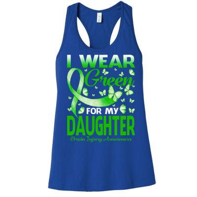 I Wear Green For My Daughter Brain Injury Awareness Gift Women's Racerback Tank