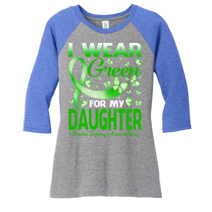 I Wear Green For My Daughter Brain Injury Awareness Gift Women's Tri-Blend 3/4-Sleeve Raglan Shirt