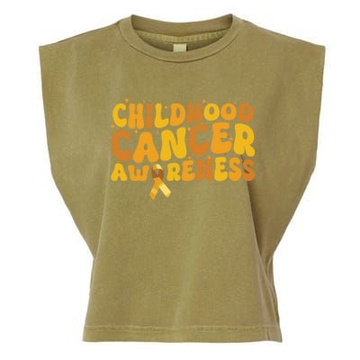 I Wear Gold For Warrior Survivors Hood Cancer Awareness Cool Gift Garment-Dyed Women's Muscle Tee