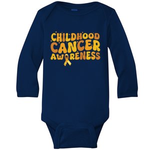 I Wear Gold For Warrior Survivors Hood Cancer Awareness Cool Gift Baby Long Sleeve Bodysuit