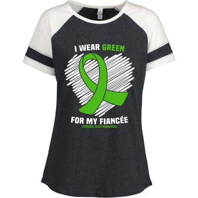 I Wear Green For My Fiancee Cerebral Palsy Awareness Cute Gift Enza Ladies Jersey Colorblock Tee