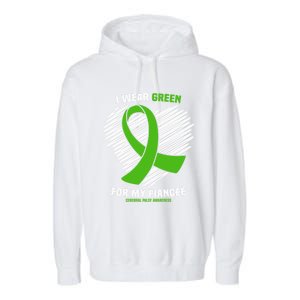 I Wear Green For My Fiancee Cerebral Palsy Awareness Cute Gift Garment-Dyed Fleece Hoodie