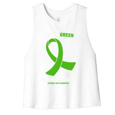 I Wear Green For My Fiancee Cerebral Palsy Awareness Cute Gift Women's Racerback Cropped Tank