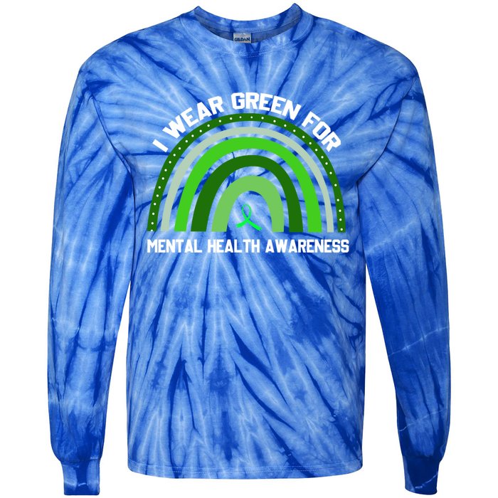 I Wear Green Tal Health Awareness Gift Tie-Dye Long Sleeve Shirt