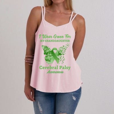 I Wear Green For My Granddaughter Cerebral Palsy Awareness Cute Gift Women's Strappy Tank