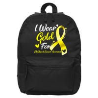 I Wear Gold For Childhood Cancer Awareness 16 in Basic Backpack