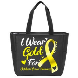 I Wear Gold For Childhood Cancer Awareness Zip Tote Bag