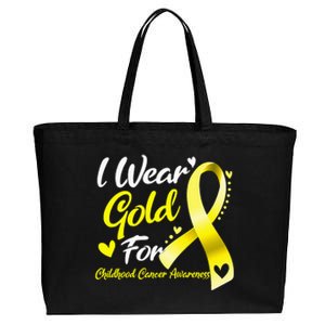 I Wear Gold For Childhood Cancer Awareness Cotton Canvas Jumbo Tote