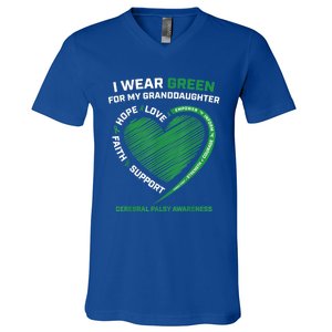 I Wear Green For My Granddaughter Cerebral Palsy Awareness Great Gift V-Neck T-Shirt