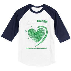 I Wear Green For My Granddaughter Cerebral Palsy Awareness Great Gift Baseball Sleeve Shirt