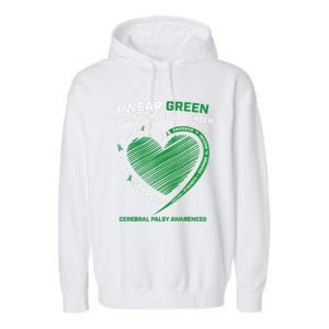 I Wear Green For My Granddaughter Cerebral Palsy Awareness Great Gift Garment-Dyed Fleece Hoodie