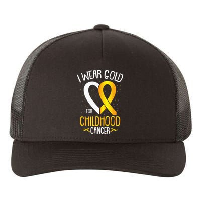 I Wear Gold For Childhood Cancer Awareness Warrior Survivor Yupoong Adult 5-Panel Trucker Hat