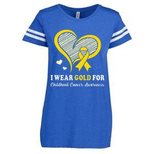 I Wear Gold For Childhood Cancer Hope And Support Cute Heart Enza Ladies Jersey Football T-Shirt