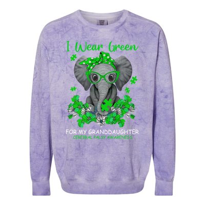 I Wear Green For My Granddaughter Cerebral Palsy Awareness Gift Colorblast Crewneck Sweatshirt