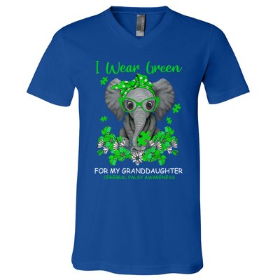 I Wear Green For My Granddaughter Cerebral Palsy Awareness Gift V-Neck T-Shirt