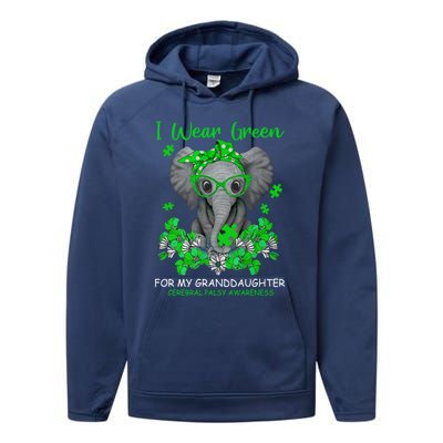 I Wear Green For My Granddaughter Cerebral Palsy Awareness Gift Performance Fleece Hoodie