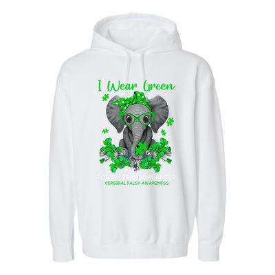 I Wear Green For My Granddaughter Cerebral Palsy Awareness Gift Garment-Dyed Fleece Hoodie