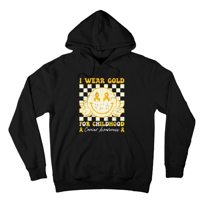 I Wear Gold For Childhood Cancer Awareness Smile Face Hoodie