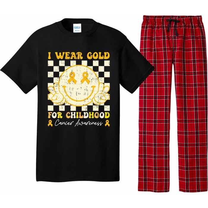 I Wear Gold For Childhood Cancer Awareness Smile Face Pajama Set